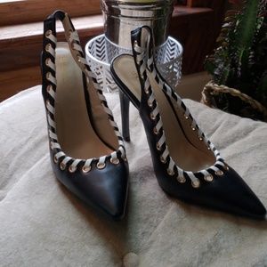 Black sling back heels